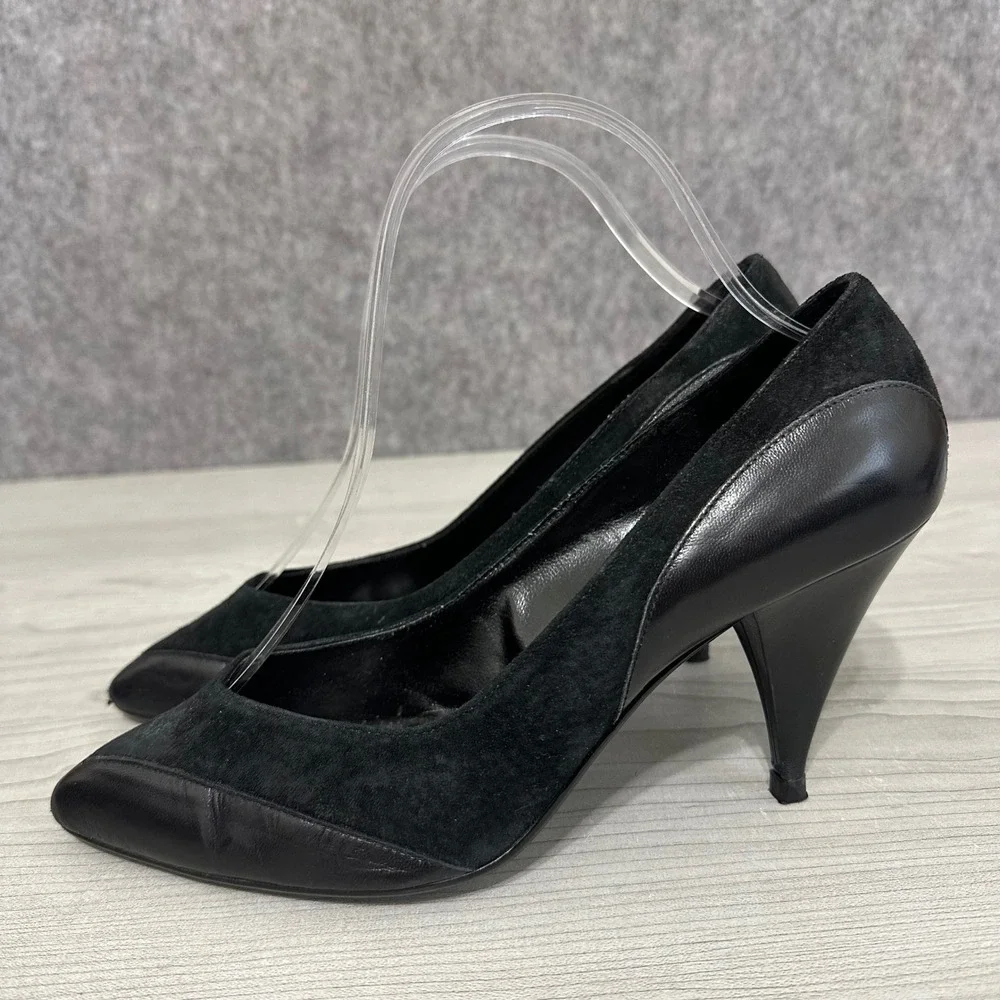 Amanda Smith Black Suede Leather Pointed Toe‎ Stiletto Heels Size 6.5